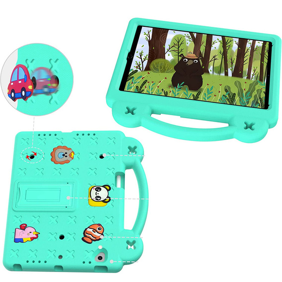 Dětské pouzdro pro Lenovo Tab M10 X505F X605F / Tab P10-X705F/L / Huawei T5 10.1, Cute Patterns, se stojánkem, zelené