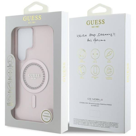 Pouzdro GUESS pro Samsung Galaxy S25, 4G Big Metal Logo, růžové