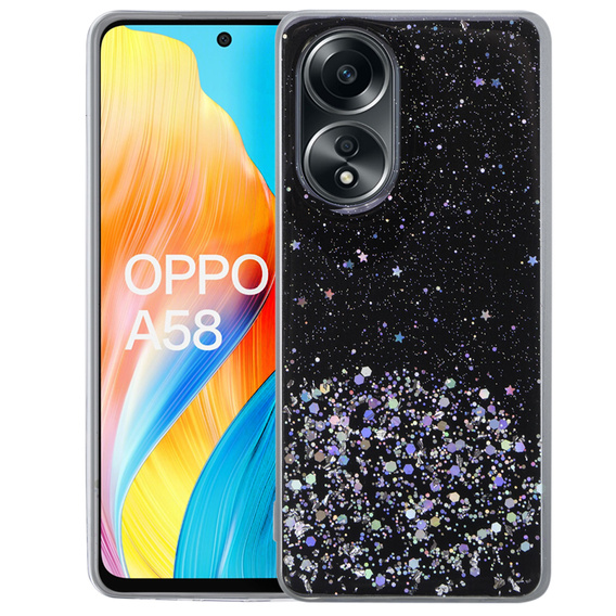 Pouzdro pro Oppo A58 4G, Glittery, černé