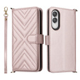 Flipové pouzdro pro Samsung Galaxy S25 Edge, Crossbody Leather Wallet, růžové
