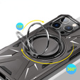 Pouzdro pro iPhone 16 Pro Max, pancéřované se stojánkem a deskou na rukojeť, šedé