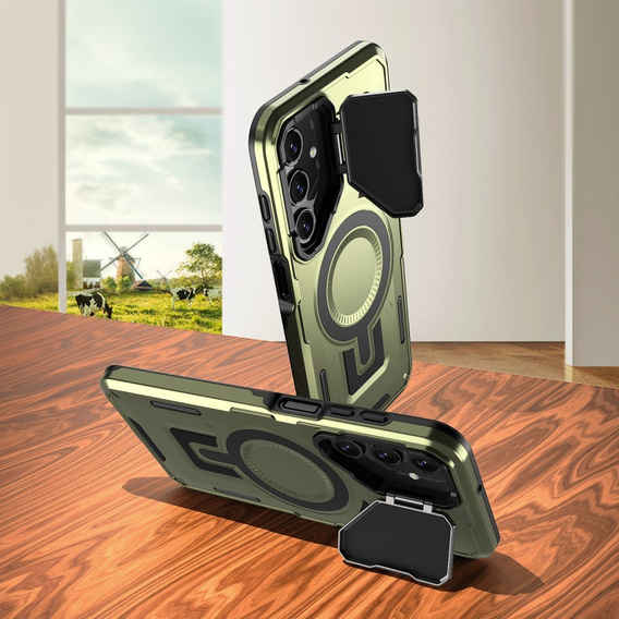 Pouzdro pro Samsung Galaxy A16, Military MagSafe with camera protection, zelené