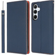 Klopové pouzdro pro Samsung Galaxy S25, Litchi Skin Grain, námořnicky modré