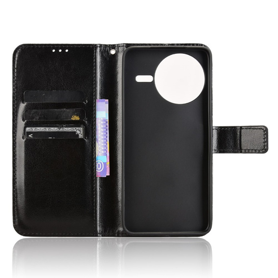 Klopové pouzdro pro Xiaomi Poco F7 Ultra, Crazy Horse Wallet, černé