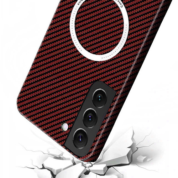 Pouzdro pro Samsung Galaxy S21, Magsafe Slim Carbon, červené