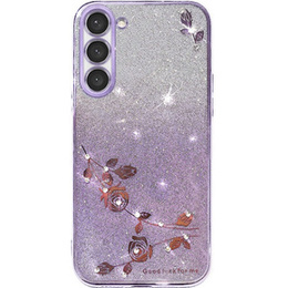 Pouzdro pro Samsung Galaxy S23, Glitter Flower, fialové