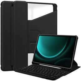 Pouzdro s klávesnicí pro Samsung Galaxy Tab S9 FE+ Plus, Rotary 360° Leather, černé