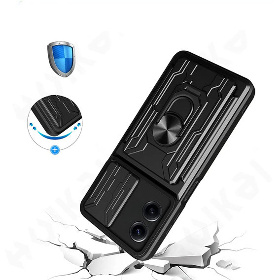 Pancéřové pouzdro pro Oppo A18 4G / A38 4G, Camera Slide Card Slot, černé
