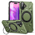 Pouzdro pro iPhone 16, pancéřované se stojánkem a deskou na rukojeť, zelené