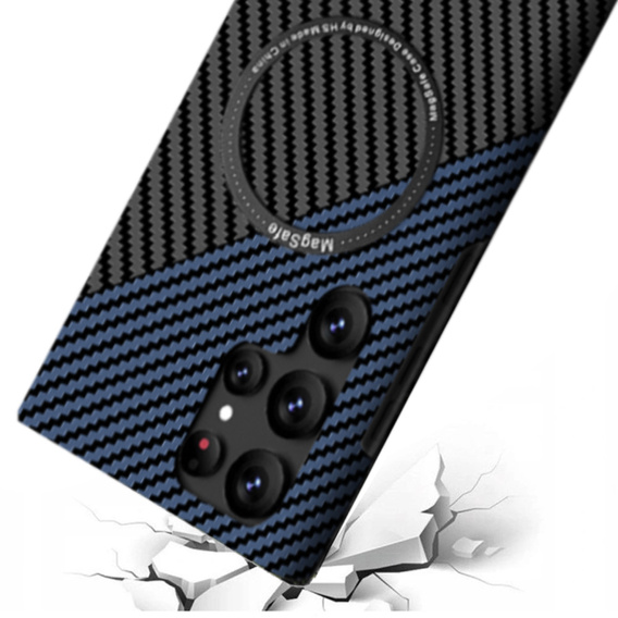 Pouzdro pro Samsung Galaxy S22 Ultra, Magsafe Slim Carbon, černá / modrá
