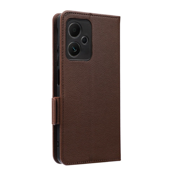 Klopové pouzdro pro Xiaomi Redmi Note 12 5G / POCO X5 5G, Wallet Litchi Magnet, hnědé