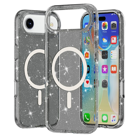 Pouzdro pro iPhone Air, pro MagSafe, lesklé, průsvitné černé