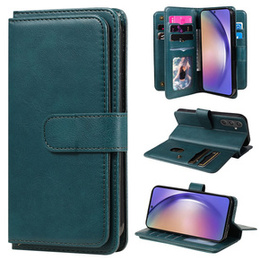 Pouzdro s klopou pro Samsung Galaxy A55 5G, 10 Card Slots Wallet, zelené
