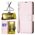Klopové pouzdro pro Samsung Galaxy A25 5G, Wallet Litchi Leather, růžové + 9H sklo 