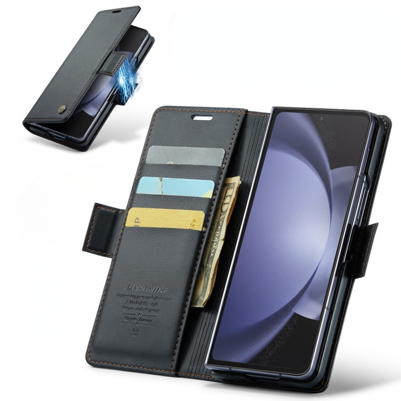 Flipové pouzdro CASEME pro Samsung Galaxy Z Fold6 5G, Litchi Wallet, černé