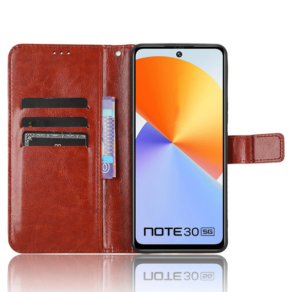 Klopové pouzdro pro Infinix Note 30, Crazy Horse Wallet, hnědé