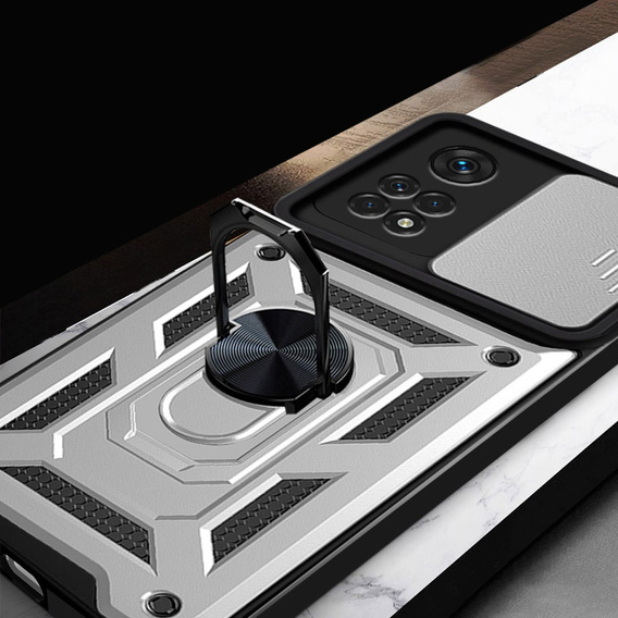 Pouzdro pro Xiaomi Redmi Note 11 Pro 4G, CamShield Slide, stříbrné