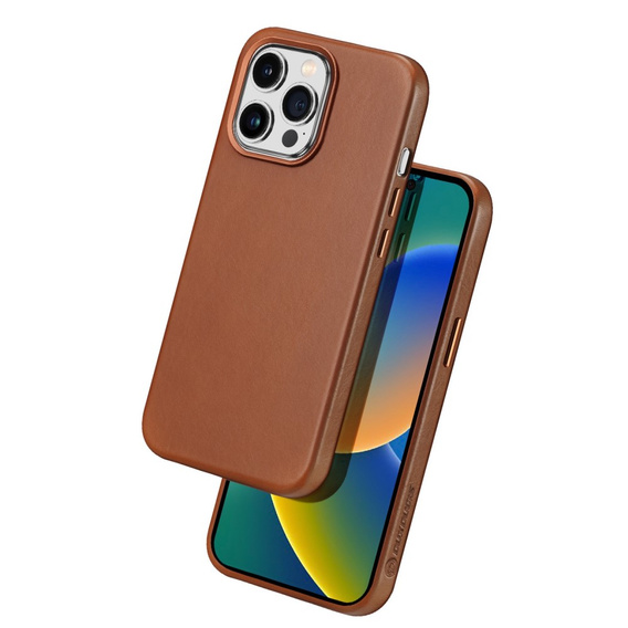 Pouzdro pro iPhone 14 Pro, Dux Ducis Max Naples, hnědé
