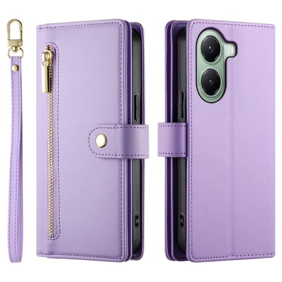 Klopové pouzdro pro Xiaomi Poco X7 Pro 5G, Wallet Zipper Pocket, fialové