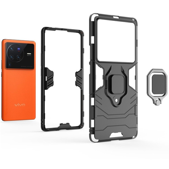 Pouzdro pro Vivo X80 Pro 5G, Kickstand Ring, černé