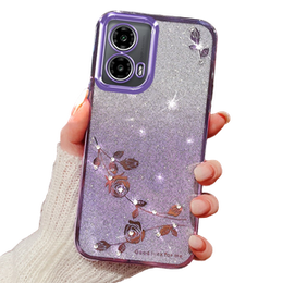 Pouzdro pro Motorola Moto G24 / G24 Power / G04, Glitter Flower, fialové