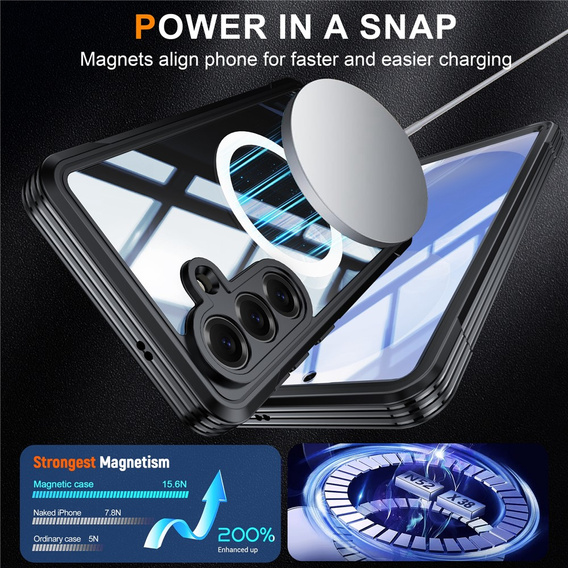 Nárazuvzdorné pouzdro se sklem, pro MagSafe pro Samsung Galaxy S26, černé