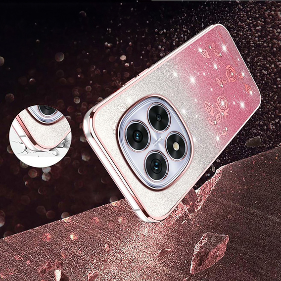 Pouzdro s glitry Glitter Flower pro Xiaomi Redmi Note 15 Pro Plus 5G / Poco M8 Pro 5G