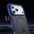 Matné pouzdro pro iPhone 17 Pro Max, pancéřované, pro MagSafe, kouřové s modrými boky