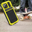 Pouzdro pro iPhone 15, R-JUST, pancéřované, žluté / černé