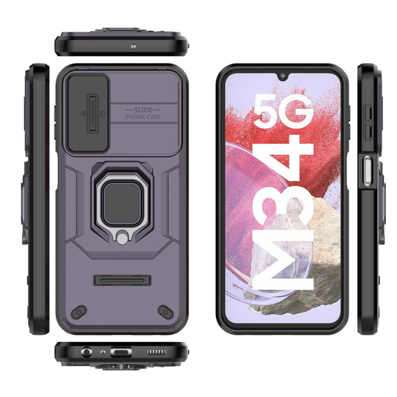 Pouzdro pro Samsung Galaxy M34, KickStand Camera Lens, fialové