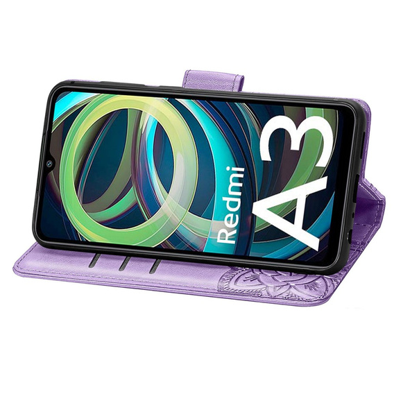 Klopové pouzdro pro Xiaomi Redmi A3, Butterfly, fialové
