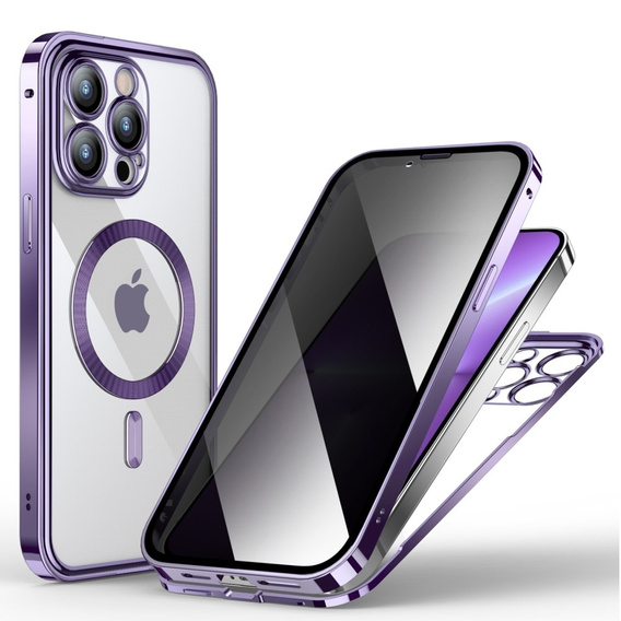 Pouzdro pro iPhone 13 Pro, Privacy Dual Glass, pro MagSafe, fialové