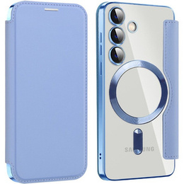 Klopové pouzdro pro Samsung Galaxy S24, RFID Wallet MagSafe CamShield, modré