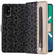 Flipové pouzdro pro Samsung Galaxy A51 5G, Wallet Pocket Zipper Lace, černé