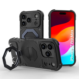 Pouzdro pro iPhone 17 Pro Max, pro MagSafe, pancéřované se stojánkem, černé