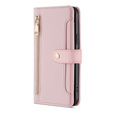 Klopové pouzdro pro Oppo Reno8 T 4G, Wallet Zipper Pocket, růžové