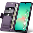 Pouzdro pro Samsung Galaxy A26, ERBORD Glossy Litchi, flipová peněženka, fialové