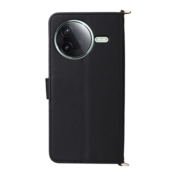 Flipové pouzdro pro Xiaomi Poco F7 Pro, Crossbody Leather Wallet, černé