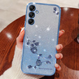Pouzdro pro Samsung Galaxy A15 Glitter Flower, modré + 9H sklo