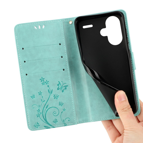 Klopové pouzdro pro Xiaomi Redmi Note 13 Pro+, Butterfly, světle modré