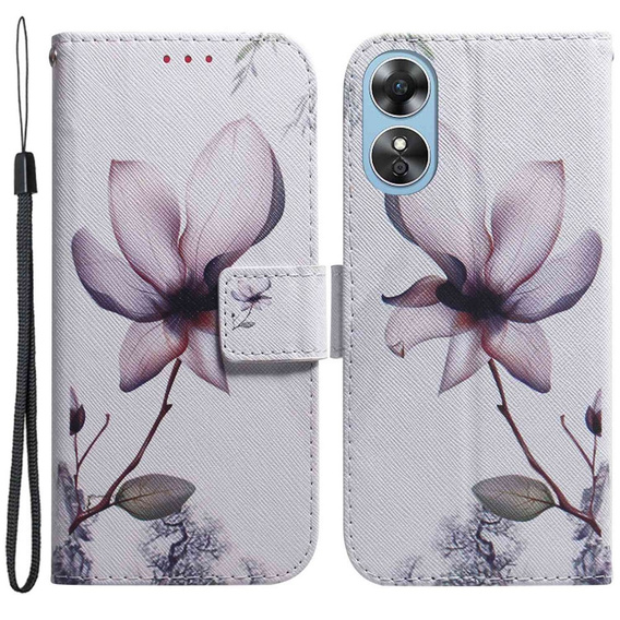 Klopové pouzdro pro Oppo A17, Wallet, kwiat, bílé