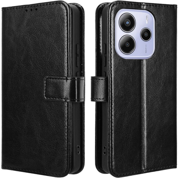 Klopové pouzdro pro Xiaomi Redmi Note 14 4G, Crazy Horse Wallet, černé