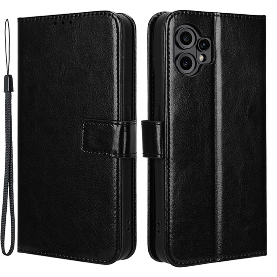 Klopové pouzdro pro CMF Nothing Phone 2 Pro, Crazy Horse Wallet, černé