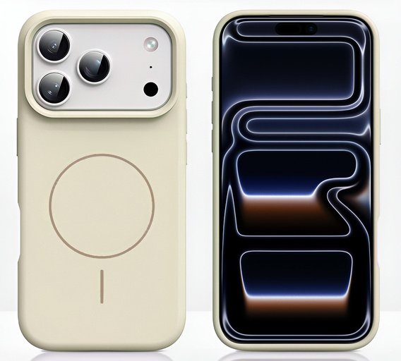 Silikonové pouzdro pro iPhone 17 Pro, pro MagSafe, proti nárazu, béžové