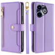 Klopové pouzdro pro Infinix Hot 40i, Wallet Zipper Pocket, fialové