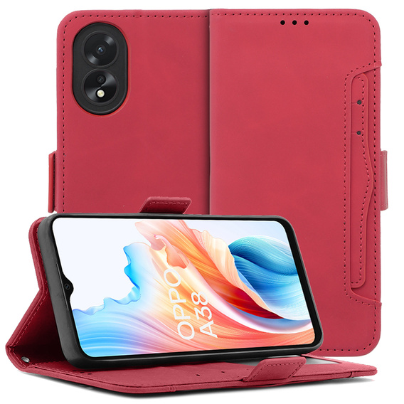 Klopové pouzdro pro Oppo A38 4G / Oppo A18 4G, Card Slot, červené