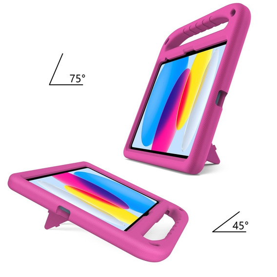Dětské pouzdro pro iPad 11" 2025 A16 (11 gen.) / iPad 10.9" 2022 (10 gen.), s rukojetí, růžové