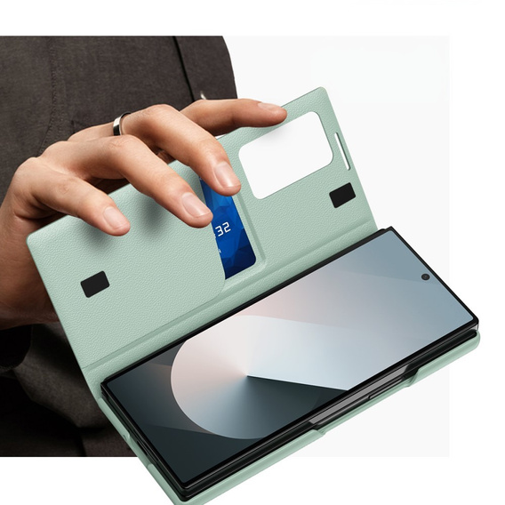 Flipové pouzdro pro Samsung Z Fold5 5G, Smart View Wallet, zelené