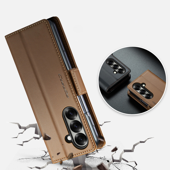 CASEME Litchi Peněženkové flipové pouzdro pro Samsung Galaxy Z Fold7 5G