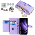 Klopové pouzdro pro Oppo Reno 13, Wallet Zipper Pocket, fialové